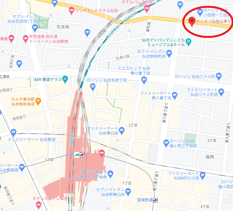 ドーミー仙台山本丁 マップ