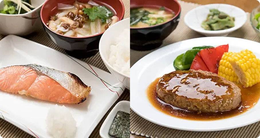 学生寮で提供される食事の例